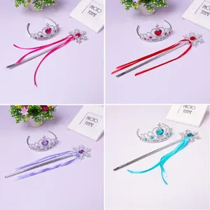 Hair Clips Princess Crown&Snowflake Headdress 5 Colors Girls Birthday Gift Cosplay Heart Shape Crown Romance Headwear