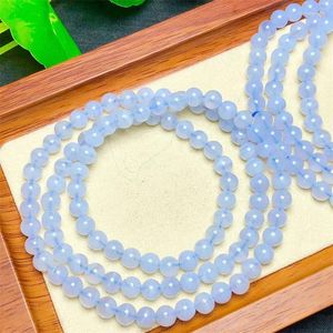 Länk armband naturlig blå spets agat trippel cirkel armband kvinnor läker ädelsten kristallsträngslarslar älskare smycken gåva 1 st 5mm