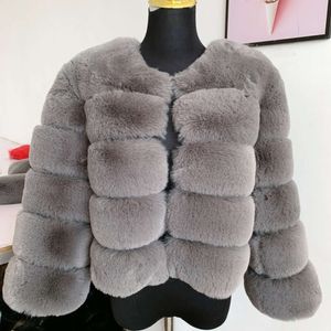 Haining outono inverno novo quente e casual retalhos imitação de pele de raposa casaco roupas femininas 769106