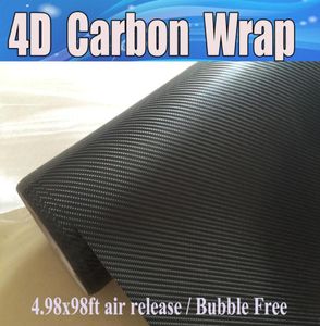 High Quality Black 4D Carbon Fibre Vinyl For Vechicel Wrap with Air Bubble Size 152X30M 498X98FT 1701836