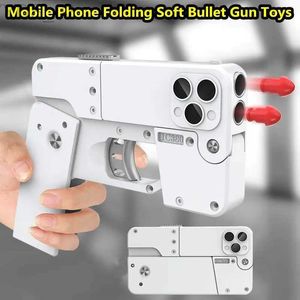 Gun Toys IC380 Soft Bullet Toy Gun Blaster Folding Handy Gun Shooting Shell Ejected Deformation Gun für Erwachsene Jungen Geburtstagsgeschenke YQ240307