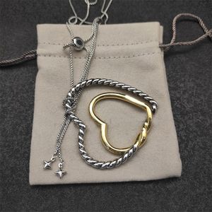 Dy Herz Liebe Designer Halskette für Damen Herren vergoldetes Silber Goldkette Luxus Halskette Bijoux Collier großer grüner blauer Edelstein ZH143 F4