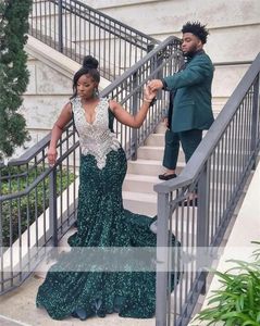 Emerald Green Sparkly Sier Diamonds Prom Dress 2024 Crystal Beads Rhinestones Sequins Plus Size Gown Party Gowns S S S s