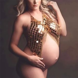 Sexig moderskapspografi Props klänningar Poshoot Graviditetsklänning Godinna Crystal Crown pannband Tillbehör 240301