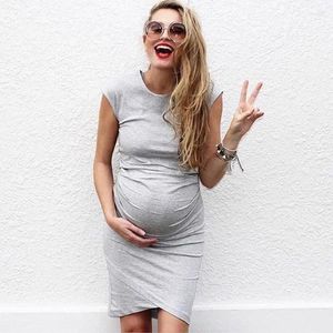 カジュアルドレススプリングマタニティ女性ノースリーブ包帯妊娠ドレスプラスサイズのソリッドカラーベストガウン