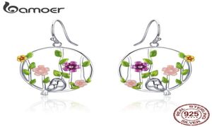 Äkta 925 Sterling Silver Blooming Forest Birds Secret Drop örhängen för kvinnor smycken SCE480 2106244908459