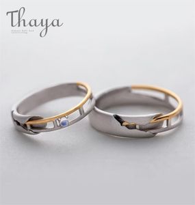 Thaya Train Rail Design Moonstone Lover Rings Gold and Hollow 925 Silver Eleglant Jewelry for Women Gemstone Sweet Gift 2201211709883