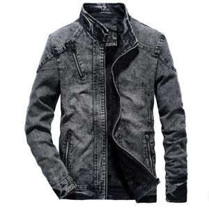 Denimjacka mens vinter plus sammet varm jeans kappa mode klassisk retro smal denim jacka casual denim män kläder s-3xl 240301