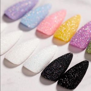 Prego glitter 50g açúcar iridescente 6 cores doces suéter efeito pó brilhante poeira pigmento cromado para decoração de manicure