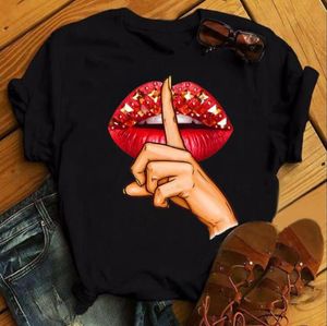 Rote Lippen Print T Shirt Frauen T Shirt Mode Weibliche Nette Graphic Tee Shirts Casual Tops 90er Jahre Damen kurzarm T-shirts2219355