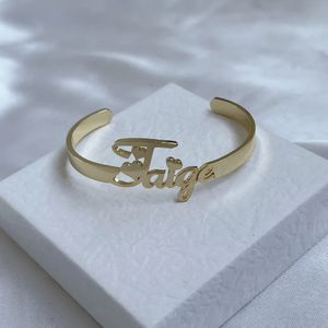 DUOYING Custom Name Bangles Personalized Design Your Name Bracelets Stainless Steel Gold For Kids Jewelry Gift 240227