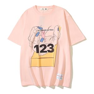 2024 Camiseta cinza branca masculina e feminina hip hop com estampa gráfica tops de manga curta