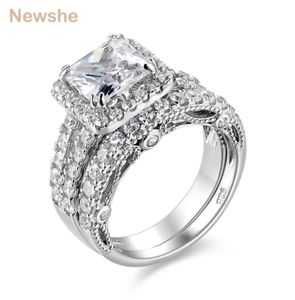 She 2 PCS Wedding Ring Set Classic Jewelry 28 CT Princess Cut AAAAA CZ 925 Sterling Silver förlovningsringar för kvinnor JR4887 22012085855