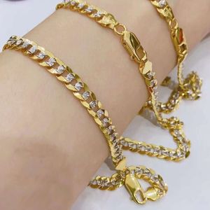 2023 New 18k Gold Necklace Two-tone Cuban Chain Size Adjustable Customizable Fashion Jewelry Women for Girls for Party Daily