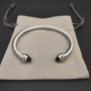 Twisted designer bracelet DY diamond pearl head jewelry woman bracelet silver twisted cuff cable wire bangles weights opening cuff accessories zh149 B4