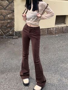 Jeans da donna svasati vintage a vita alta slim primavera e autunno pantaloni larghi americani alla moda da strada