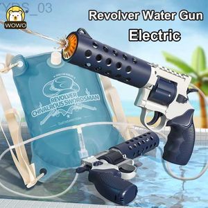 Gun Toys Revolver Water Gun Electric Automatic Pistol Shooting Toy ryggsäck utomhus sport strand bad pool vatten leksak pistol för barn gifs yq240307