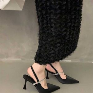 Hip Women Stiletto Sandals Black Flip Flops For High Heels Evening Women's Shoes Spring Summer Mary Jane Single Shoes 240228