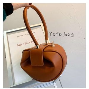 Evening Bags 2024 Designer PU Leather Bag Female Niche Design Handbag Fashion Retro Wonton Dumpling Satchel