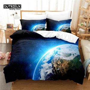 Conjuntos de cama 3 pcs Conjunto de capa de edredão 3D planetas cósmicos macio confortável respirável para quarto decoração de quarto de hóspedes