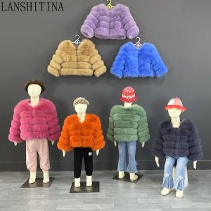 Новый стиль, куртка из натурального лисьего меха для маленьких девочек, детская шуба из натурального меха, теплые шубы осенью и зимой для детей 211 лет