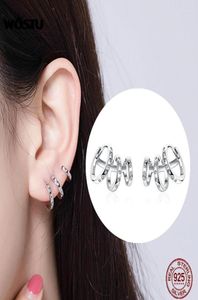 Studörhängen Wostu Double Ear Hole 925 Sterling Silver Twirl Surround Circle For Women Girls Fashion Jewelry CTE0856482319