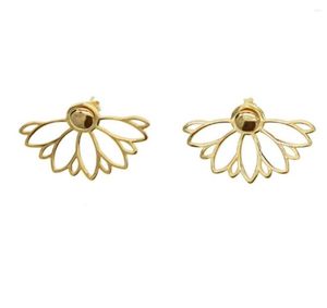 Studörhängen Original 925 Sterling Silver Gold Colors Plain Fine Flower Women Jacket Earring Studs4492847