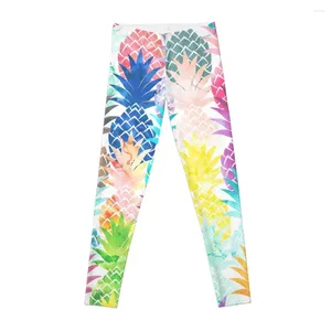 Active Pants Hawaiian Ananasmönster Tropiska akvarell Leggings for Girls Gym's Clothing Push Up Leging Womens