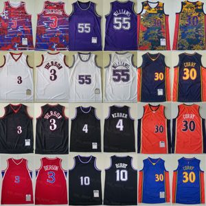 Maglie da basket retrò 3 Allen Iverson 55 Jason Williams 4 Chris Webber 10 Michael Mike Bibby Stephen Curry 30 Vintage di alta qualità per uomo sportivo indossa camicie