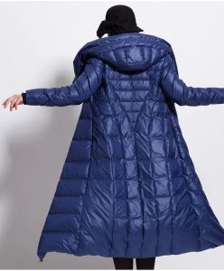 Casacos de inverno das mulheres para baixo casaco impermeável longo grosso puffer chapéu preto 4xl azul escuro jaquetas femininas