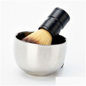 Other Hair Removal Items Mens Durable Stainless Steel Shave Soap Cup Professional Barber Salon For Brush Shinning Shaving Mug Bowl Fac Dhujr