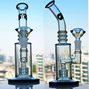 Matrice da 9,8 pollici Merc Glass Water bong Smoke Pipe Narghilè Shisha Recycler Dab Rigs fumatori con giunto da 14 mm