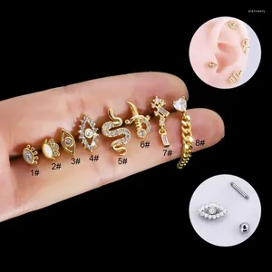 Orecchini con perno 1 pz orecchino penetrante in acciaio inossidabile per donna uomo zircone cubico punk color oro tragus helix gioielli per il corpo 2024