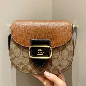 70% Factory Outlet Off Autumn and Winter Women's Saddle Flap Old Flower Colorblock Carriage Buckle One Crossbody Small Bag on sale