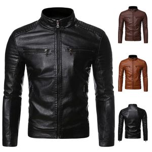 Herbst Männer Leder Mantel Zipper Koreanische Mode Leder Schaffell Männer Leder Jacke Trend Casual Fit Schlank Baseball Kleidung 240226