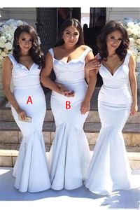 2024 White Mermaid Long Bridesmaid Dresses Spaghetti Rems veckor Golvlängd Maid of Honor Wedding Guest Party klänningar