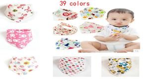39 colors high quality baby cotton bibs infant soft Burp Cloths lunch Bib Towel triangle scarf double button newborn scarfs5511202