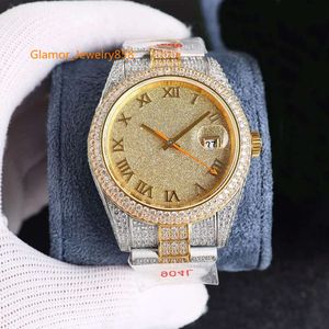 Orologio meccanico automatico da uomo con diamanti, orologio da polso da donna, Montre De Luxe, in acciaio inossidabile, orologi da polso alla moda, quadrante con numeri arabi 41 mm