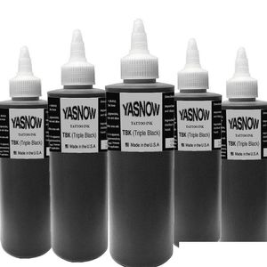 Inchiostri per tatuaggi 240 ml Inchiostro per tatuaggi professionale Nero Marchio americano Trucco permanente Pigmento Microblading Forniture per body art Consegna di goccia He Dhvp9