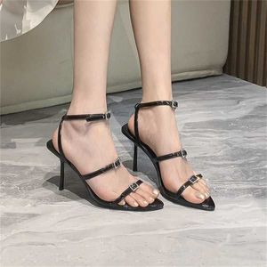 Top Roman Sandals Heel Shoes Womens Pointed Toe Bun French Summer Sundal Women Fairy Fashion Clostrap Strap Wedges Sandal 240228