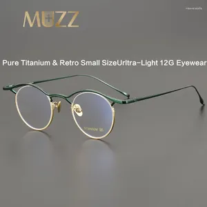 Óculos de sol quadros puro titânio pequeno tamanho óculos quadro sobrancelha homens vintage miopia prescrição óptica óculos feminino circular eyewear