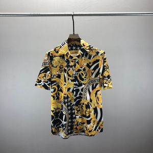 Homens casuais de alta qualidade designer bowling moda ouro barroco impressão camisa de seda dos homens outono inverno manga longa vestido camisas tamanho S-XXL