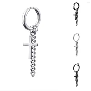 Hoop Earrings Hip-hop Style Cross Chain Clip On For Women And Men Jewelry With Korean