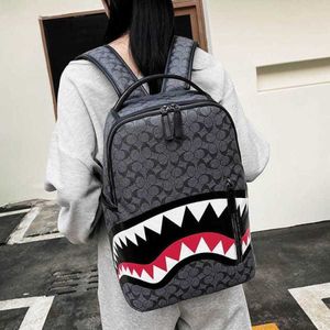 Baskı sırt çantası çanta erkekler büyük kapasiteli seyahat çantası moda kafes backpacks öğrenci schoolbag sokak trend back pack 230708