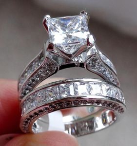 Hela zirkonring Ett par personliga diamantuppsättningar vigselring Brudband ringer finger för kvinnor8824183