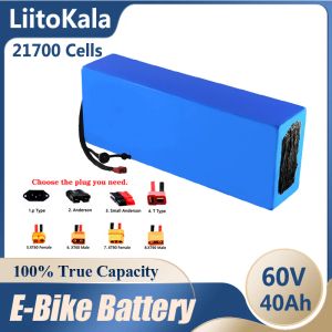 Litokala 60V Ebike Battery 60V 40AH Electric Bike 21700 16S8P PACCHIA BATTERIA DI LITIO 60V 3000W 2000 W Motore di scooter elettrico