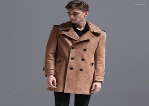 Men039S Trench Coats Suede Leather Coat Men Windbreaker Warm Winter Cloak Mens Long Plus Size 5xl 6xl Manlig Overcoat Korean Styl9391246