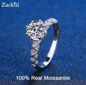 65mm Crown Engagement Ring 1CT Diamond Floral Euro Shank 8 Prong Sterling Silver Wedding Rings For Women Jewelry 2208131819806