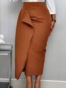 Sukienki Kobiety Bodycon Pencil spódnice wysokiej talii Slim Midi Modest Classy Female Pakiet Hip Jupes Falad Office odzież Elegancka moda femme moda