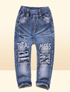 Джинсы для малышей 04 лет, хлопковые эластичные джинсовые штаны для младенцев, детские брюки с рваными дырками, одежда Bebe, одежда для малышей 1, 2, 3 2202091845124
